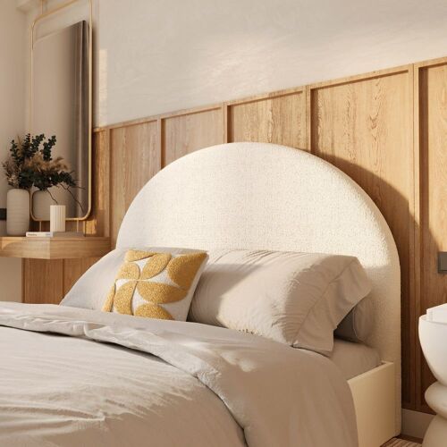 Tête De Lit En Tissu Bouclé Beige 160 Cm