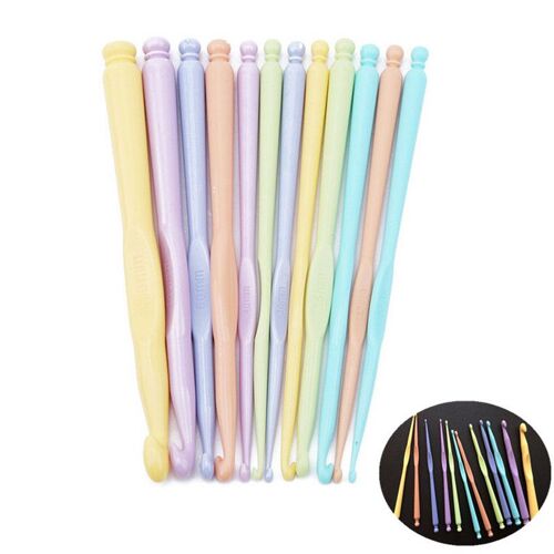 Kit De Crochets En Plastique, 12 Pièces, Aiguilles À Tricoter, Points Colorés, Ensemble De Crochet Artisanal, Bricolage, Outils De Tissage, Fournitures De Couture À Domicile