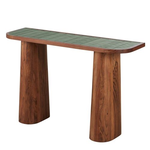 Console Coloris Noisette Et Carrelage Effet Zellige Vert