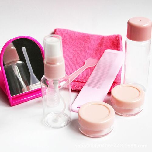 Ensemble De 7 Bouteilles De Voyage Portables Rechargeables, Bouteilles Vides En Spray, Pour Crème, Lotion, Émulsion, Sac De Rangement 