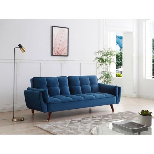 Canapé Convertible Velours 3 Places Bleu