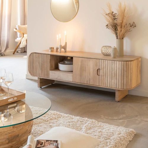 Meuble Tv En Bois Marron 150 Cm