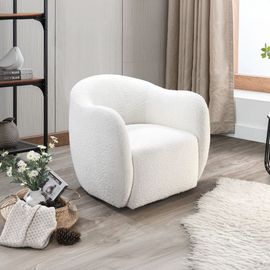 Fauteuil Cabriolet Pivotant Effet Peau De Mouton Blanc