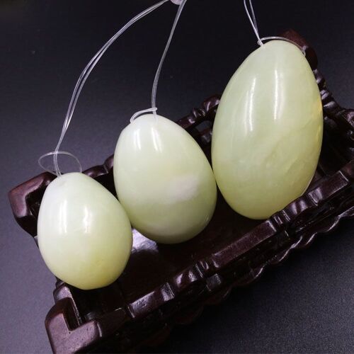 Boules De Pierre De Jade Naturelle Blanche, 3 Pièces, 52x33mm 40x30mm 31x23mm, ¿Ufs D'exercices Yoni Pour Femmes, Outils De Massage De Santé Des Muscles Pelviens 