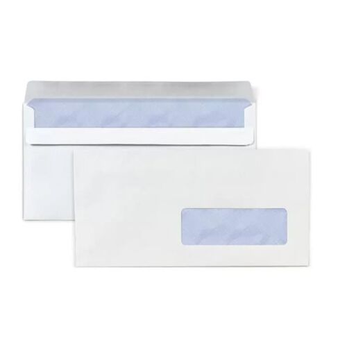 400 Enveloppes Blanches En Papier Avec Fenêtre - 11 X 22 Cm