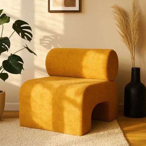 Fauteuil En Tissu Doux - Jaune Moutarde