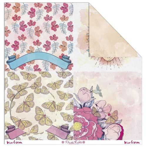 Papier Créatif Frida Kahlo - Fleurs Et Papillons