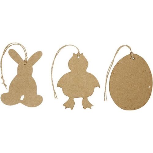 Décorations De Pâques Plattes, Fait Main, En Papier Mâché Avec Ficelle En Jute. Réf 267343