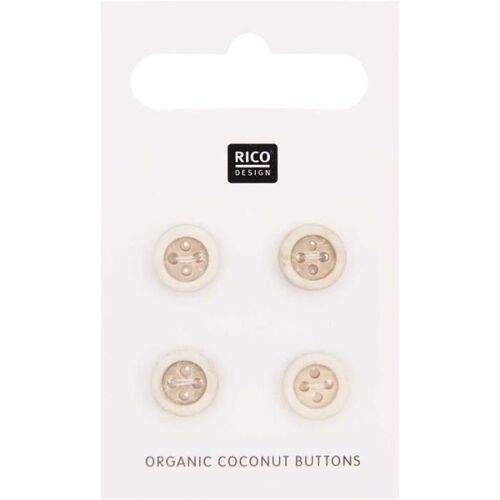4 Boutons En Noix De Coco - 10 Mm