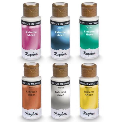 6 Flacons De Peinture Acrylique Métal 59 Ml