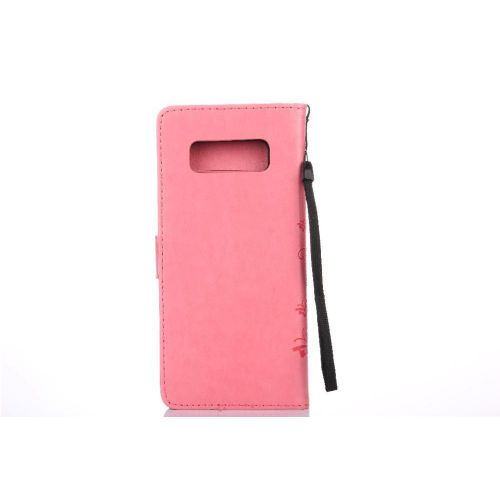 Filp Étui Pour Samsung Galaxy Note 8 Sangle De Poignet Cuir Pu Titulaire De La Carte Fermeture Magnétique Bicelle - Couleur Rose