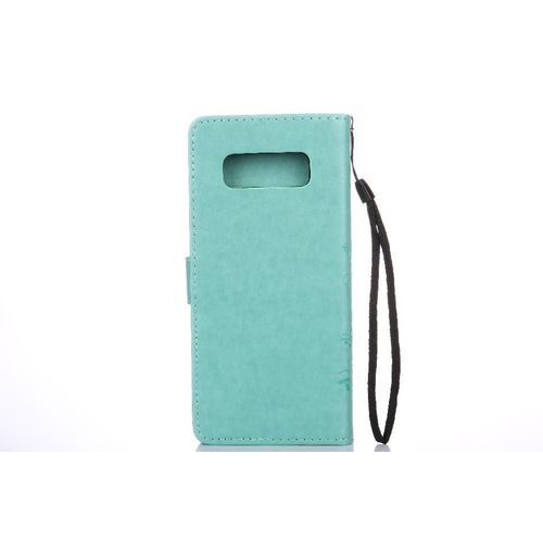 Filp Étui Pour Samsung Galaxy Note 8 Sangle De Poignet Cuir Pu Titulaire De La Carte Fermeture Magnétique Bicelle - Vert