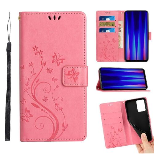 Filp Étui Pour Oneplus Nord Ce2 Cuir Pu Bicelle Titulaire De La Carte Fermeture Magnétique Sangle De Poignet - Couleur Rose
