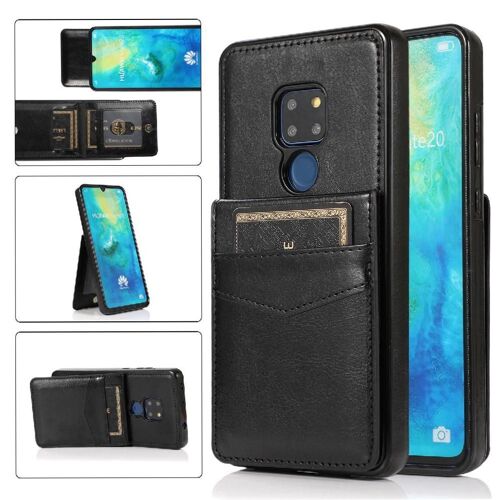 Compatible Avec Huawei Mate 20 Pro Étui Portefeuille Cuir Premium Avec Crédit Titulaire De La Carte Bicelle À Fermoir Magnétique - Noir