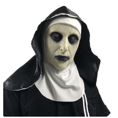 Masque De Nun Effrayant Pour Halloween Femme Visage D'horreur Visage Fermé Ne Éclaire Pas Masque D'horreur De Nun Avec Foulard