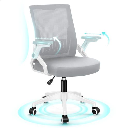 Alfordson Chaise De Bureau Ergonomique, Dossier Fixe Avec Soutien Lombaire, Siège En Maille Haute Densité, Accoudoirs Relevables, Capacité 180kg, Pour Bureau Domicile