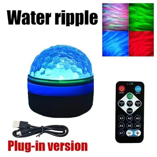Aurora du nord/ondulation d'eau projecteur lampe LED veilleuse avec télécommande fête décor lumière projecteur atmosphère lumière - Type black water