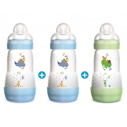 Lot De 3 Biberons Anti-Colique 260ml Bleu Et Vert - Mam