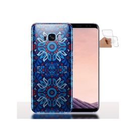 Coque Samsung Galaxy S8+ Folk Bleue - Housse Téléphone Silicone - Souple - A Fleurs
