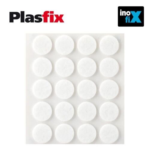 Pack 20 Feutres Adhésifs Synthétiques Blancs Diamètre 17mm Plasfix Inofix