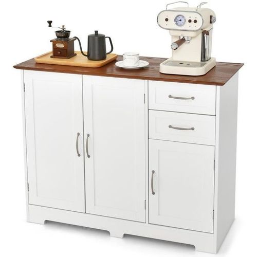 Buffet De Cuisine - Costway - 2 Portes 2 Tiroirs - Blanc - Moderne - Scandinave