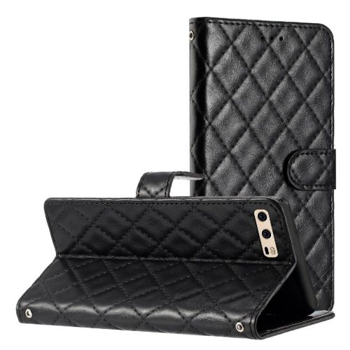 Flip Étui Pour Huawei P10 Pro Folio Magnétique Portefeuille En Cuir Pu Titulaire De Fentes Pour Cartes Tpu Antichoc Bicelle - Noir
