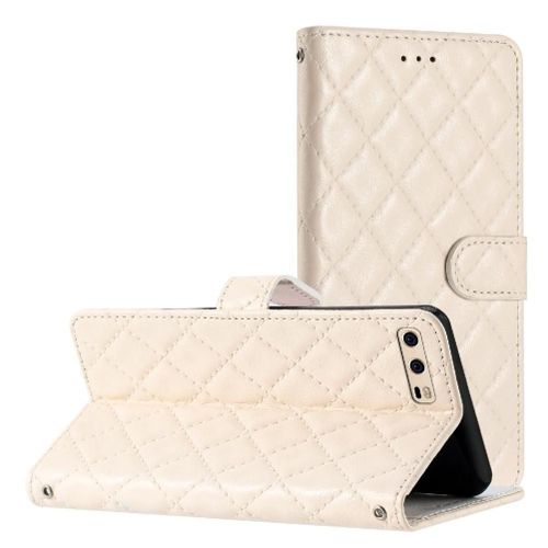 Flip Étui Pour Huawei P10 Pro Bicelle Folio Magnétique Portefeuille En Cuir Pu Titulaire De Fentes Pour Cartes Tpu Antichoc - Blanc