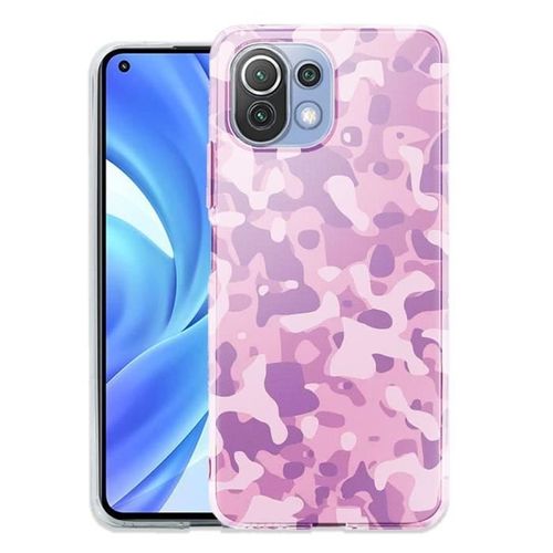 Coque Silicone Compatible Xiaomi Mi 11 Lite Camouflage Rose Army