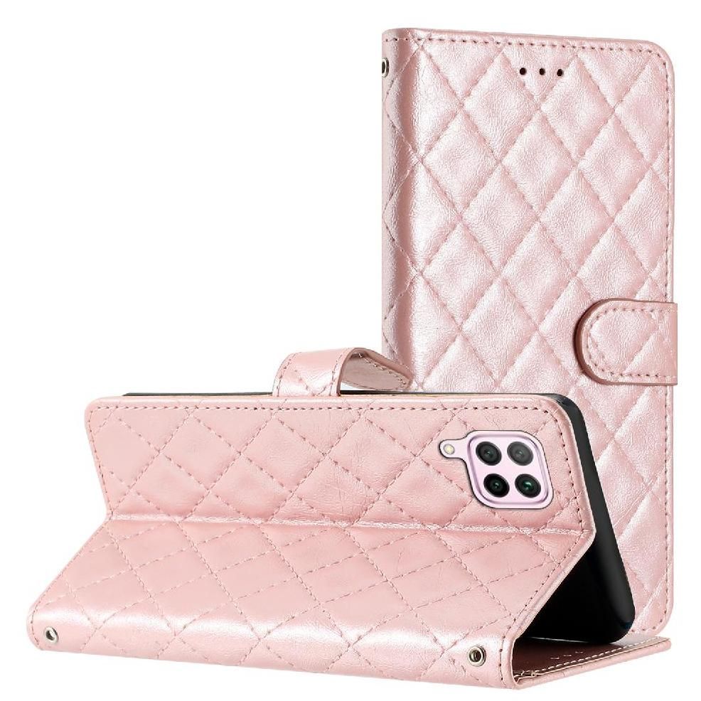 Flip Étui Pour Huawei P40 Lite Portefeuille En Cuir Pu Tpu Antichoc Folio Magnétique Bicelle Titulaire De Fentes Pour Cartes - Couleur Rose