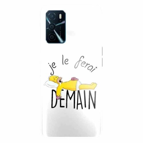 Coque Silicone Compatible Oppo A16 Je le Ferai demain Homer Donuts
