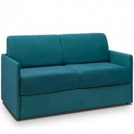 Canapé Convertible Rapido Colosse Matelas Épaisseur 22cm À Mémoire De Forme Couchage 140 Cm Velours Bleu Paon
