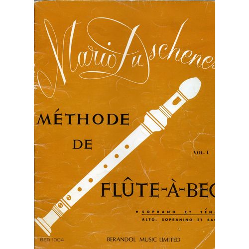 Méthode De Flûte-A-Bec Volume 1 - Mario Duschenes
