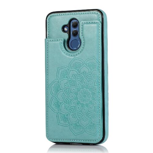 Portefeuille Avec Porte-Cartes Étui Pour Huawei Mate 20 Lite Motif Fleur Boutons Doubles Cuir Pu Mandala En Relief Flip Antichoc - Vert