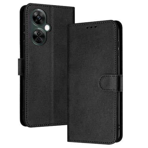 Flip Étui Pour Oneplus Nord Ce3 Lite Couleur Pure Avec Fente Pour Carte Avec Boucle Bicelle Cuir Pu - Noir
