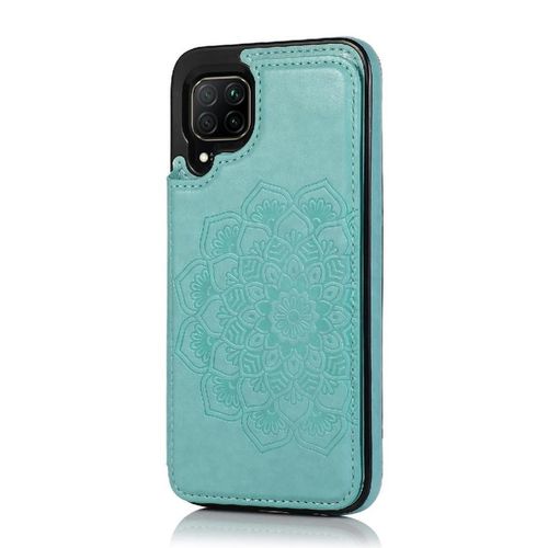 Portefeuille Avec Porte-Cartes Étui Pour Huawei P40 Lite Flip Antichoc Boutons Doubles Motif Fleur Cuir Pu Mandala En Relief - Vert