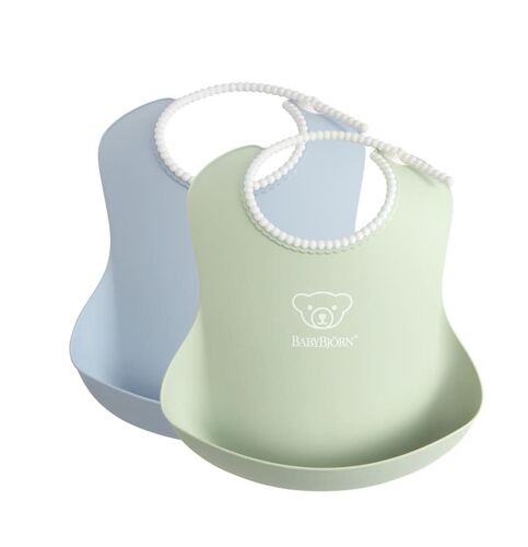 Lot De 2 Bavoirs Souple - Vert Pastel / Bleu Pastel