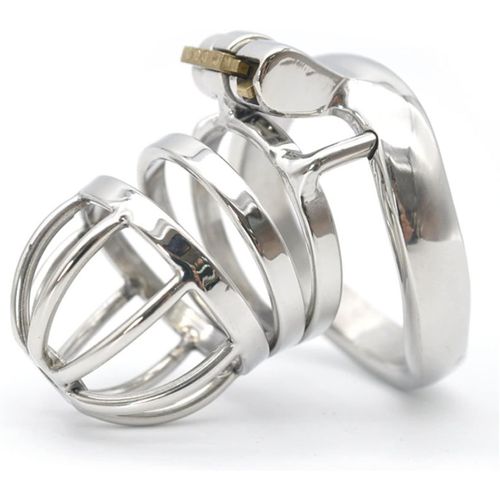Cage À Pénis En Acier Inoxydable Anti-Chute Dispositif De Chasteté Ventilation Respirant Cock Cage Fétiche Sex Toys Pour Homme (45mm,Large)