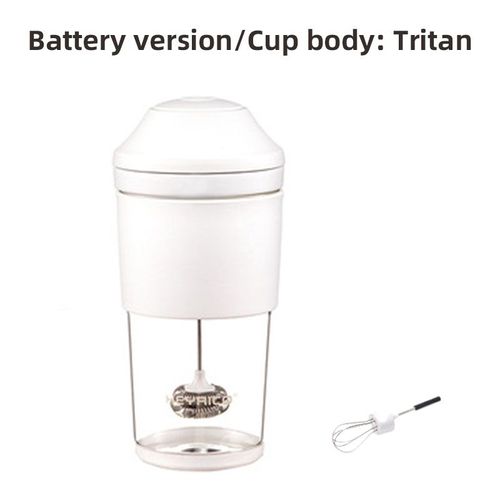 Mousseur à lait électrique portable,mélangeur USB,cafetière sans fil,batteur à ?ufs de cuisine domestique,machine de centre commercial,tasse à mousse de crème fouettée,0 - Type Battery White Tritan #B