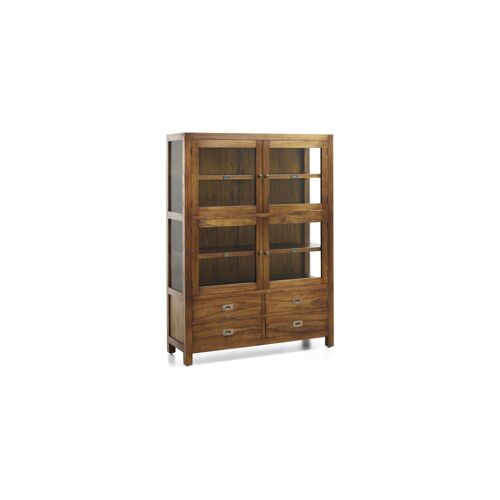 Vaisselier 4 Tiroirs Bois Bronze Marron 115x40x155cm - Bois, Bronze