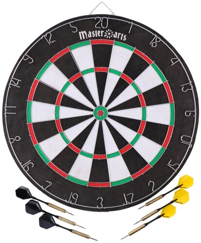Masterdarts Cible de Fléchettes avec 6 Fléchettes et 6 Volées - Fléchettes