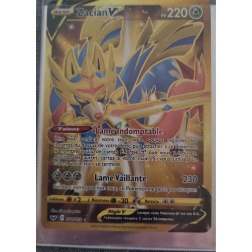 Carte Ultra Rare Zacian-V Pv 220 211/202 - Carte Secrète Gold - Epée Et Bouclier