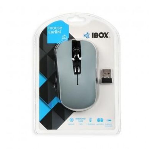 Souris Ibox - Loriini rf optique sans fil 1600dpi noir, gris - souris (sans fil rf, boutons enfoncés, molette, optique, piles, pc/portable)