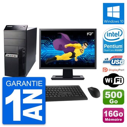 PC Tour Lenovo M91p Ecran 19" Intel G630 RAM 16Go Disque 500Go Windows 10 Wifi