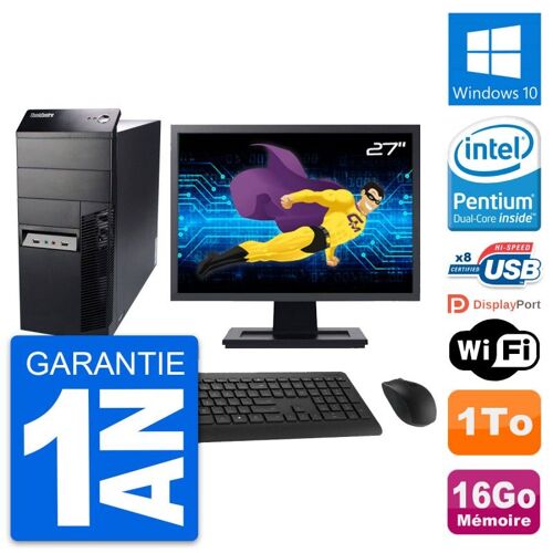 PC Tour Lenovo M91p Ecran 27" Intel G630 RAM 16Go Disque 1To Windows 10 Wifi