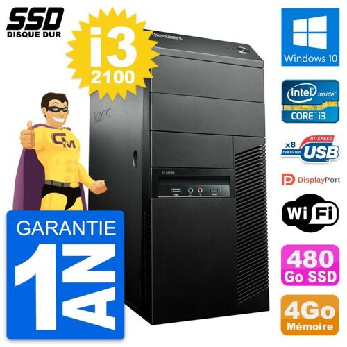 PC Tour Lenovo ThinkCentre M91p Intel i3-2100 RAM 4Go SSD 480Go Windows 10 Wifi