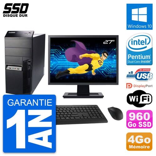 PC Tour Lenovo M91p Ecran 27" Intel G630 RAM 4Go SSD 960Go Windows 10 Wifi