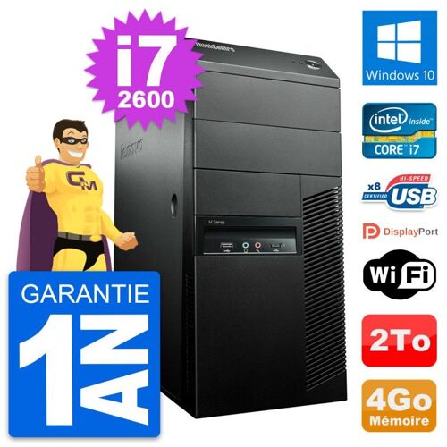 PC Tour Lenovo ThinkCentre M91p Intel i7-2600 RAM 4Go Disque 2To Windows 10 Wifi