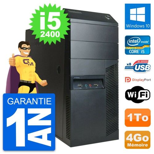 PC Tour Lenovo ThinkCentre M91p Intel i5-2400 RAM 4Go Disque 1To Windows 10 Wifi