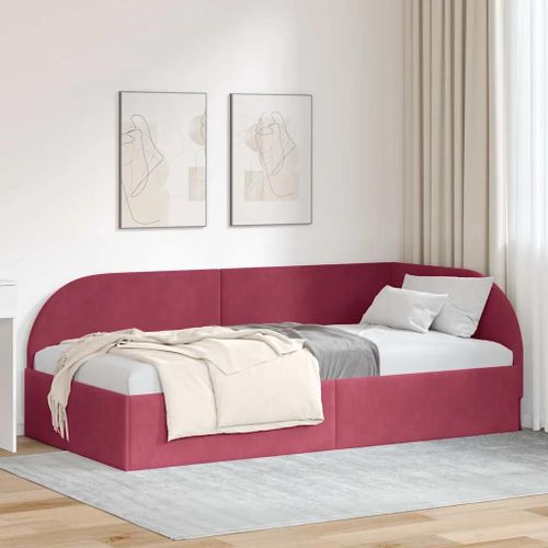 Vidaxl Cadre De Lit D'angle Rouge Bordeaux 90 X 200 Cm Velours