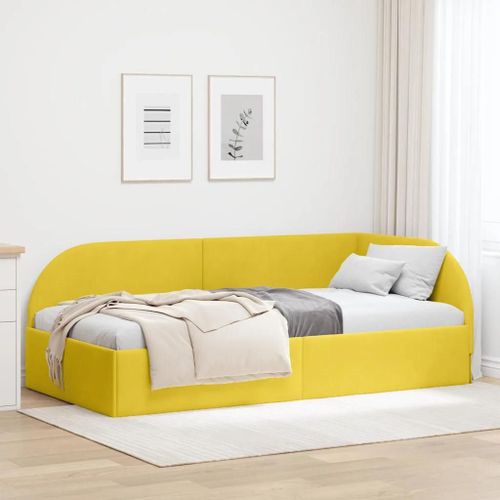 Vidaxl Cadre De Lit D'angle Avec Tête De Lit Jaune 90 X 200 Cm Velours
